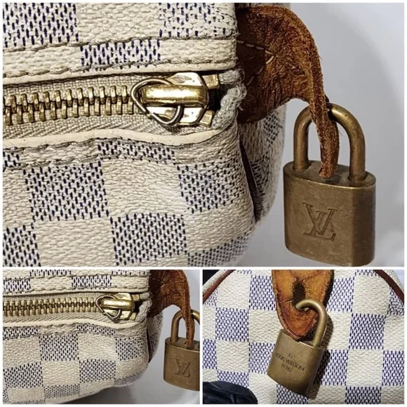 SOLD***Authentic LOUIS VUITTON Damier Azur Speedy 35 Hand Bag Brown/Cream - Picture 7 of 16